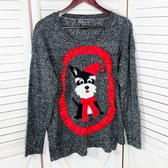Untied States Sweaters Ugly Christmas Terrier Dog Sweater Black Red XL - Picture 8 of 12